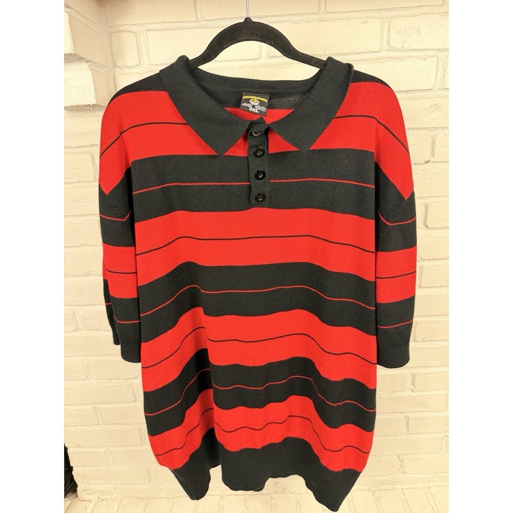 Lowrider 3XL Red Black Striped Collared Knit Sweater Polo‎ Dress Goth Punk